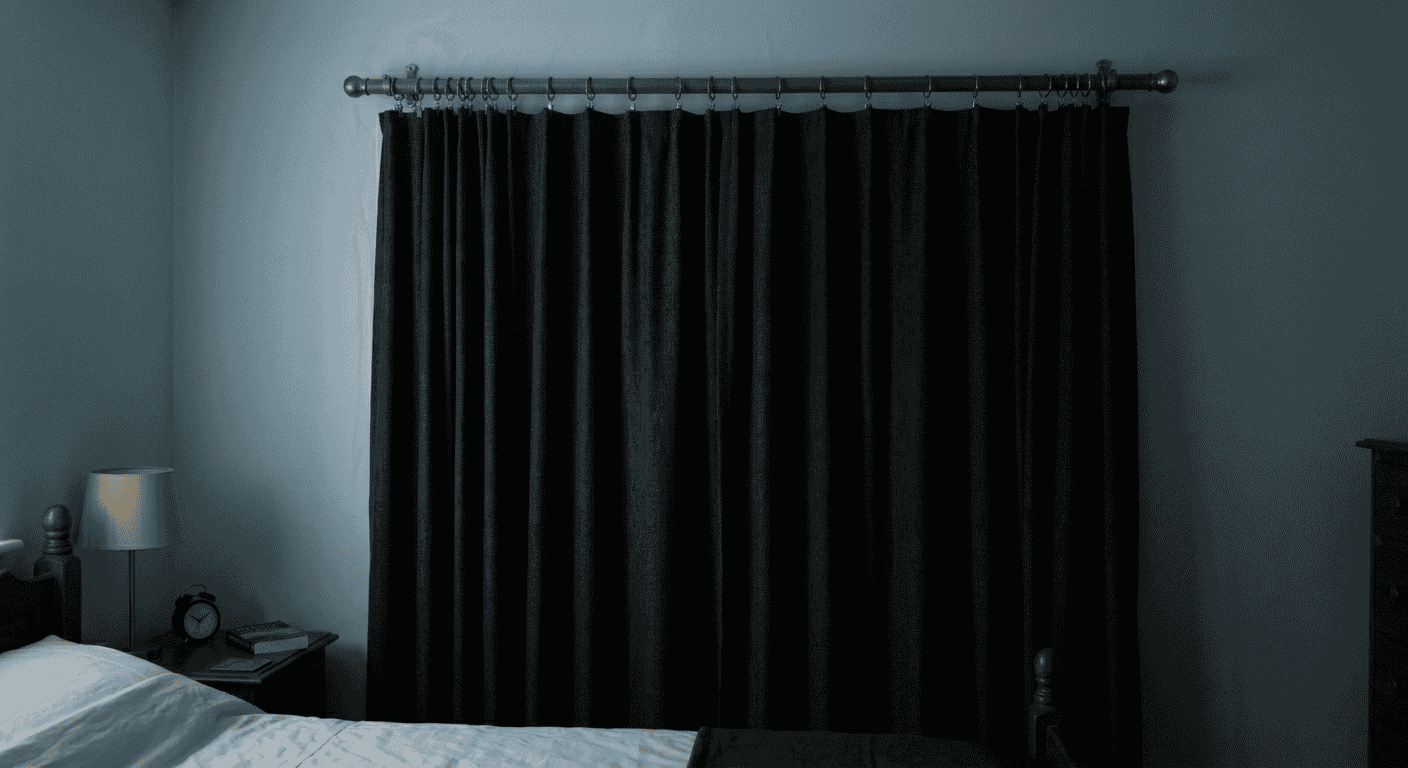 Blackout liners clipped onto existing curtain rod to block light